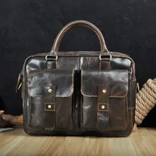 Мужской качественный кожаный антикварный Ретро деловой портфель 1" чехол для ноутбука Attache портфель сумка на одно плечо сумка-мессенджер 9985