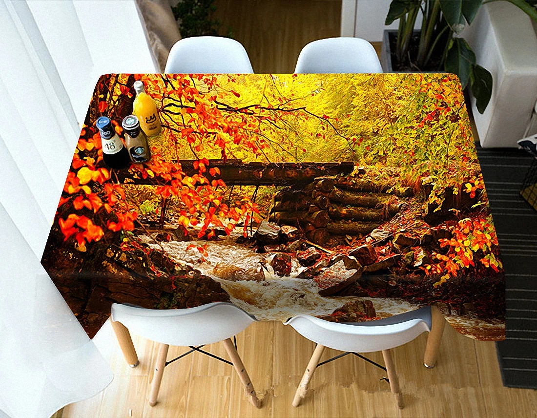 

Autumn scenery 3D Stereo Tablecloth Kitchen Dining Table Decor Home Rectangular Party Table Covers Tapestry Wall Ornaments
