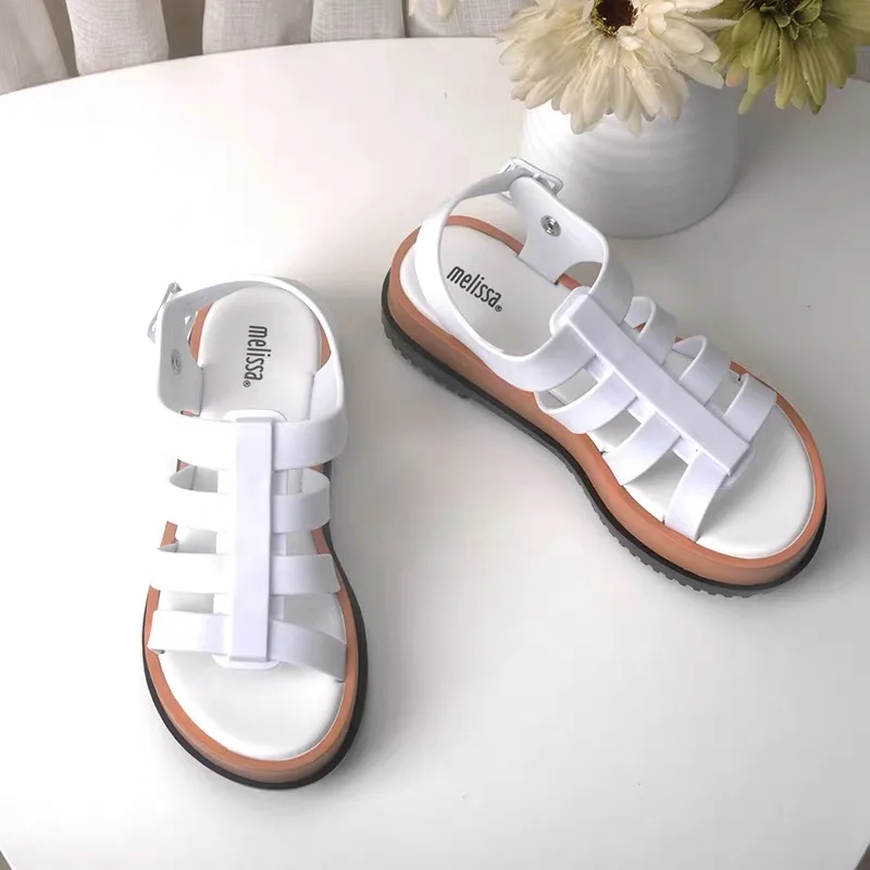 Melissa/обувь; женские оригинальные римские сандалии; женская прозрачная обувь; коллекция года; женская прозрачная обувь; нескользящие женские сандалии из дышащего материала - Цвет: Белый