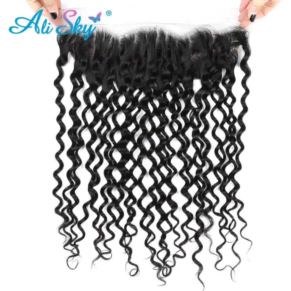 

Alisky Hair Brazilian Water Wave Lace Frontal 13X4 Human Hair Natural Hairline Remy Hair Free Shipping NoTangle No Shedding