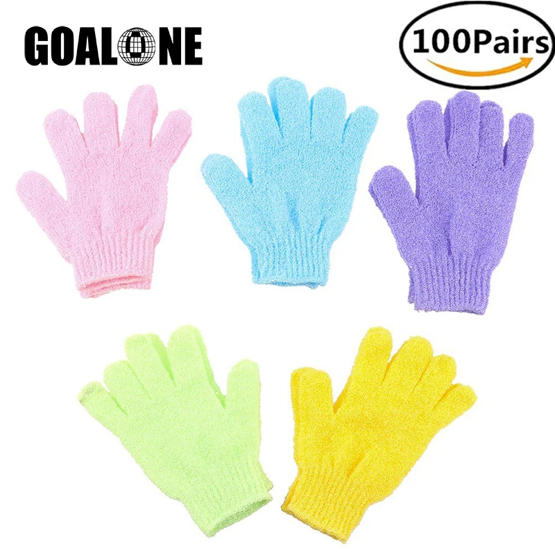 

GOALONE 100 Pairs Exfoliating Gloves Double Sided Nylon Shower Gloves Full Body Scrub Bath Scrubbing Gloves Bathroom Accessories