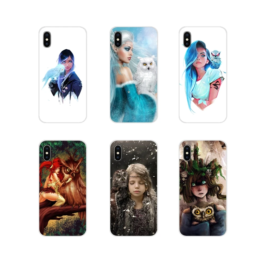 

Soft Transparent Shell Covers For Huawei Mate Honor 4C 5C 5X 6X 7 7A 7C 8 9 10 8C 8X 20 Lite Pro Leisurely and Carefree Owl Girl
