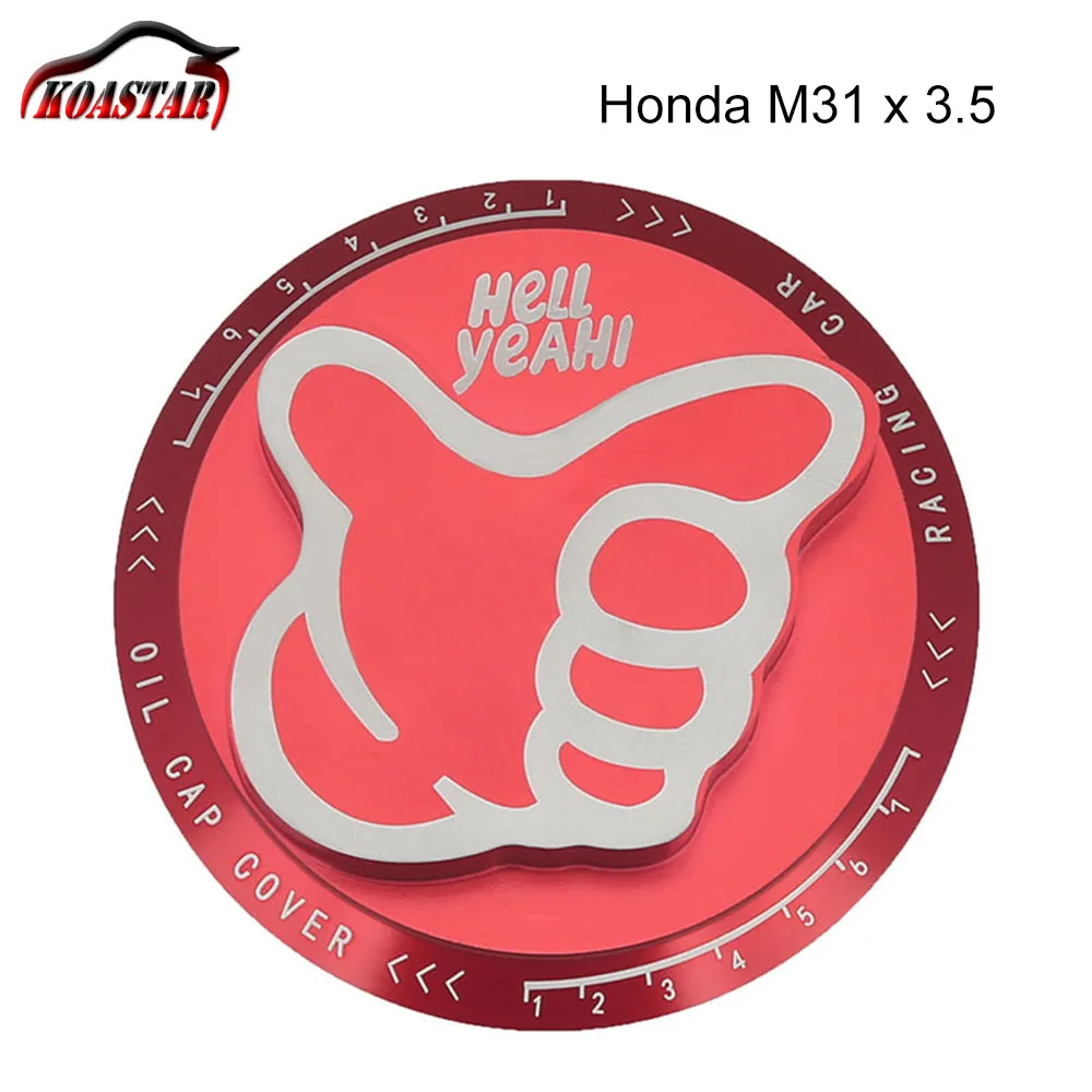 Red-Honda Hell Yeah Алюминиевый Масляный наполнитель крышка Крышка для масляного бака Крышка для Honda для toyota, Subaru - Цвет: Red-Honda