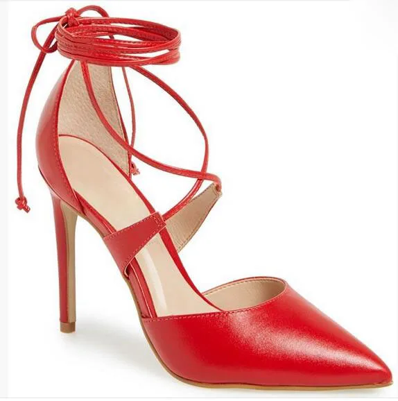 Designer gery snakeskin lace-up high heel women pumps pointed toe crisscross stiletto heels wedding party dress shoes woman