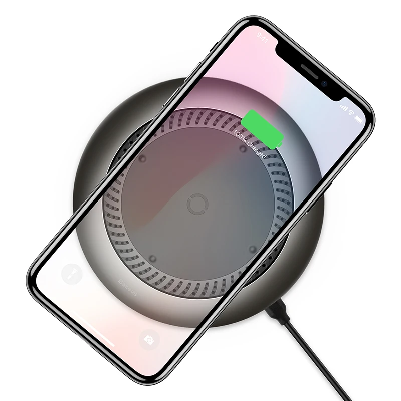 Baseus 10 Вт Qi Беспроводное зарядное устройство для iPhone X XS MAX XR 8 Plus быстрая Беспроводная зарядка для samsung Galaxy S8 S9 зарядное устройство для телефона - Тип штекера: BLACK