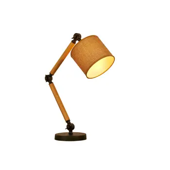 

2017 Simple energy saving modern home popular energy saving brown activity arm wooden cloth reading lamp