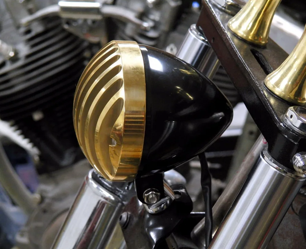 Free shipping blacK brass 4 3/4" motorcycle head light/HEADLIGHT FOR