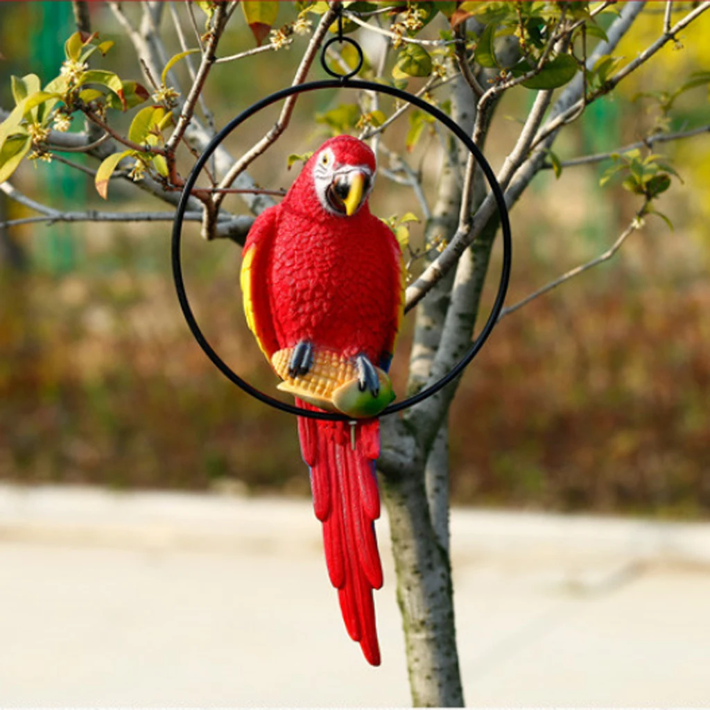 Simulation Parrot Bird Sculpture Wall Hanging Resin Craft Handmade Animal Model Statue Home Garden Yard Lawn Decor Tree Ornament