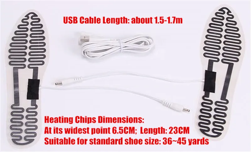 USB Electric Heated Insoles Chips,Clear PET High-quality Metal Heating Film,Fit for 36~45 yards,Winter Warm Insoles Warm Shoes