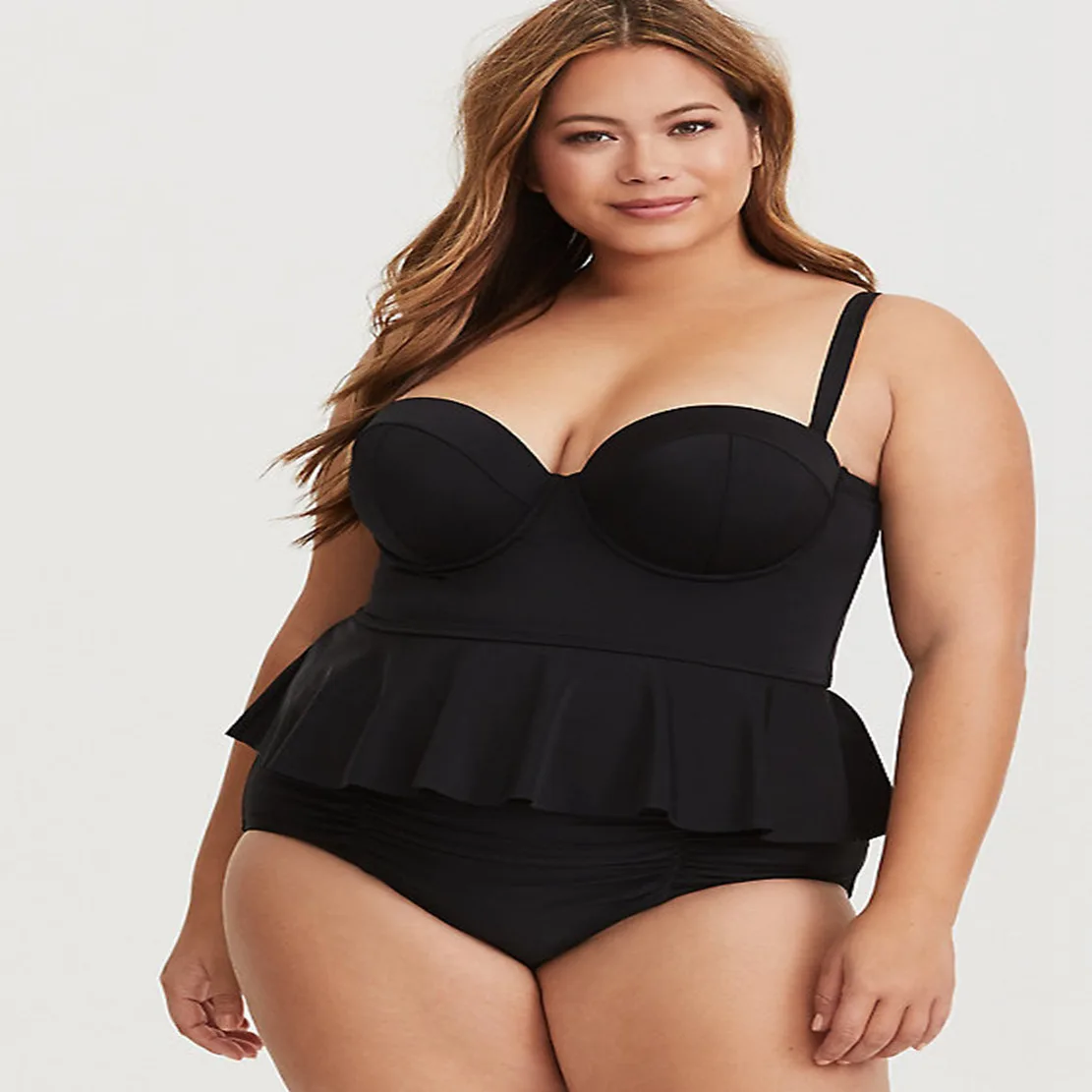 

[NEW] Solid Quality Swimsuit Women TWO-Piece Suits Swimsuit Large Size Female Swimsuit Plus Fertilizer Women Big Breast Bust