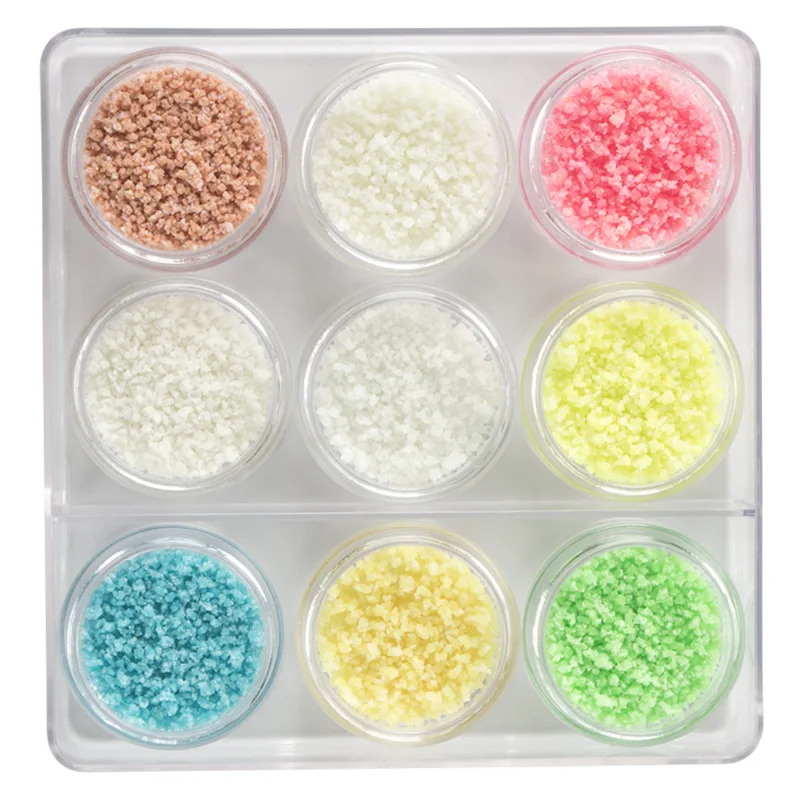 

2g/box 9 Colors Luminous Fluorescence Nails Sequins Sand for Nail Glitter Powder Pigment Dust Glow In The Dark