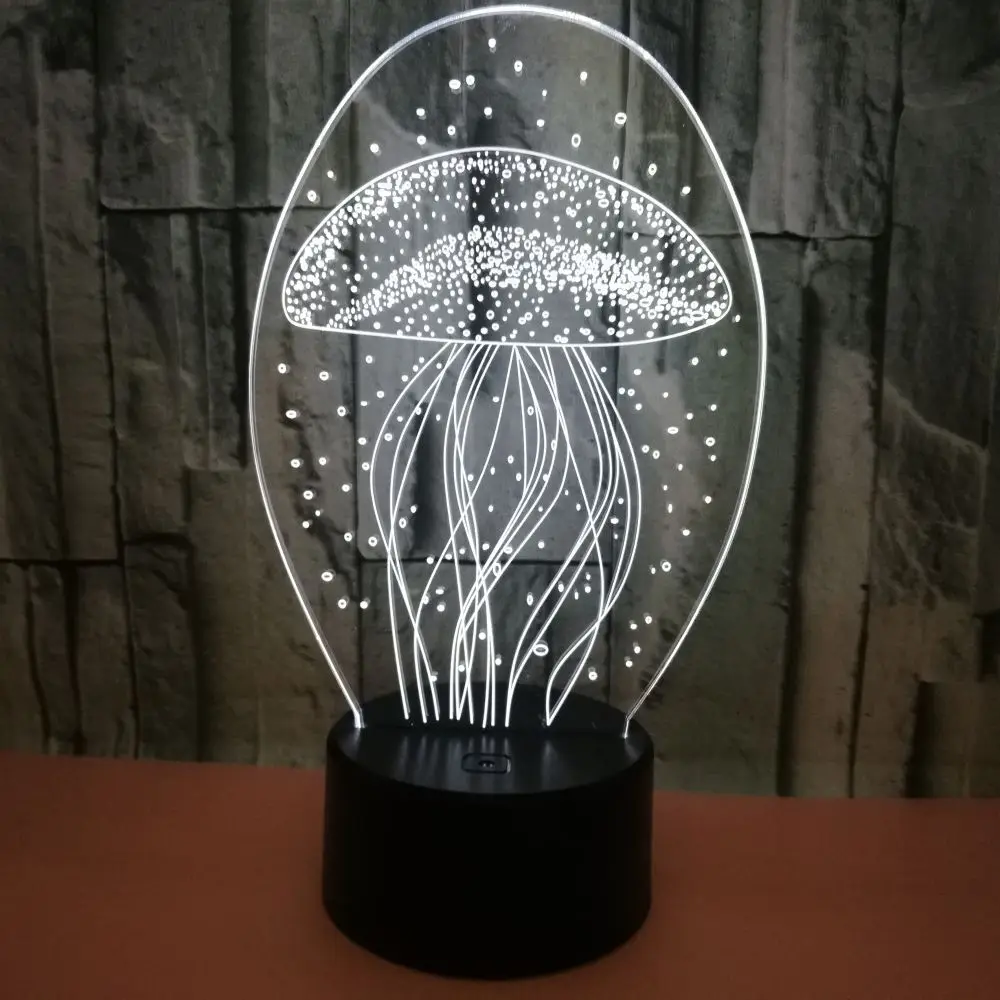 

New Jellyfish 3d Night Light Remote Control 7 color Desk Lamp Touch Led Visual 3d Light Gift Atmosphere Table Lamp