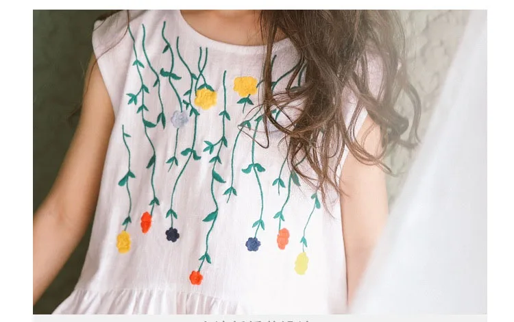 2017 Summer Princess Dress for Teenagers Junior Girls Cotton Embroidery Floral Little Girls Dresses 4 5 6 7 8 9 10 11 12 13 14  years old little big teenage girls summer dress for kids girls  (13)