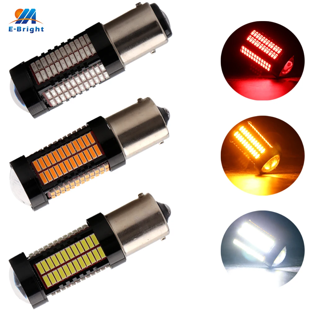 

YM E-Bright 20 PCS 1156 BA15S 1157 BAY15D S25 4014 106 SMD Turn Signal Tail Lights 12V 24V 1900Lm Car Styling White Amber Red