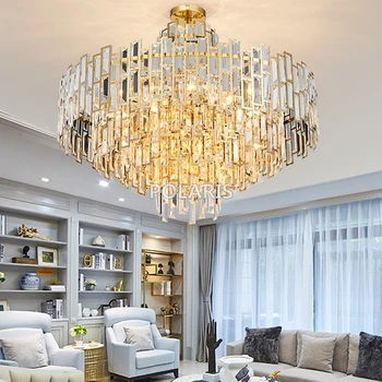Modern Luxury Crystal Chandelier Lighting Fixture Contemporary Chandeliers Lamp Pendant Hanging Light for Home Restaurant Decor luxury diamond led chandelier crystal lamp modern crystal light fixture circle hanging lustres led decorate luminaire home light