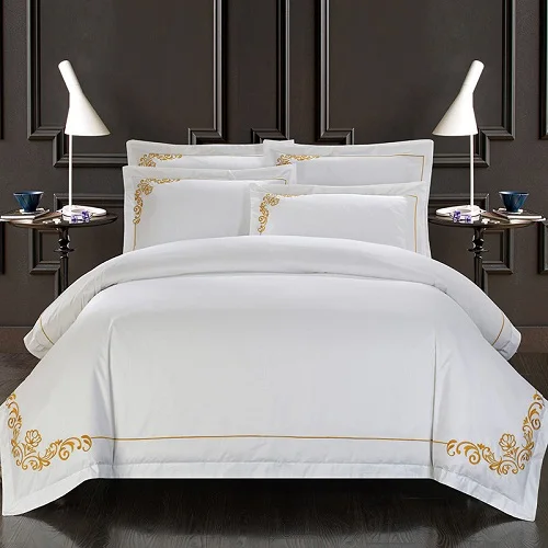 100 Cotton White Embroidered Hotel Bedding Set 4 6pcs King Queen 100 Cotton White Embroidered Hotel Bedding Set 4 6pcs King Queen Size Luxury
