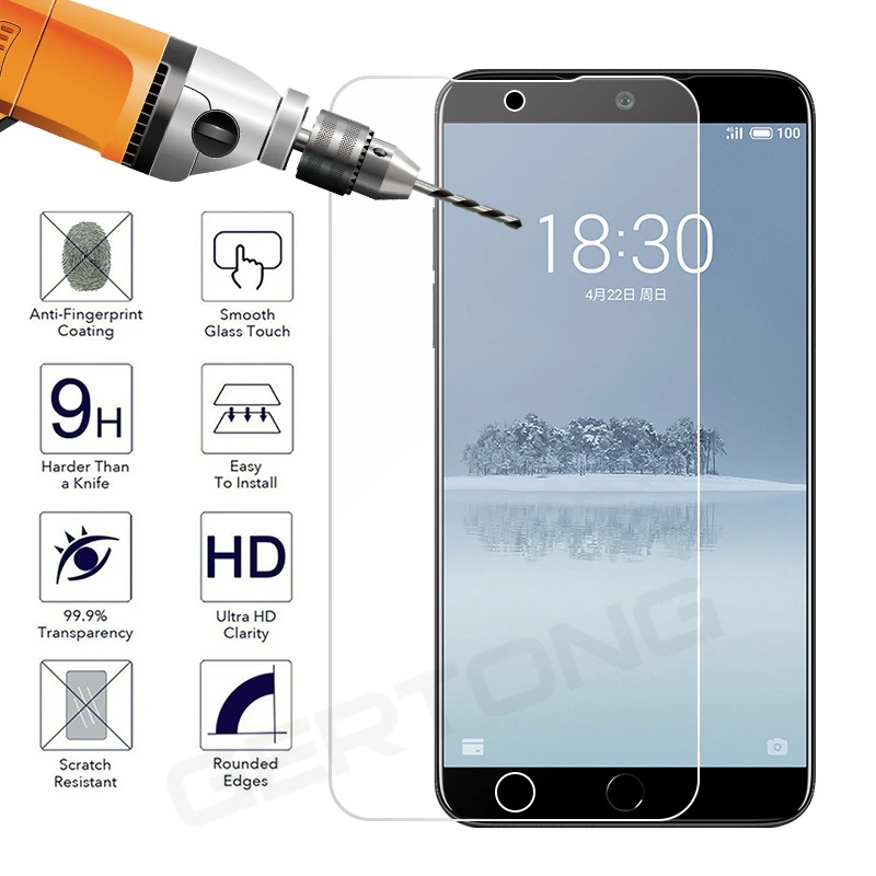 

GerTong Tempered Glass For Meizu 16th 15 Pro6 Plus 6T x8 v8 16x note 8 Screen Protector 9H Film For Meizu 16 Snapdragon 710 845