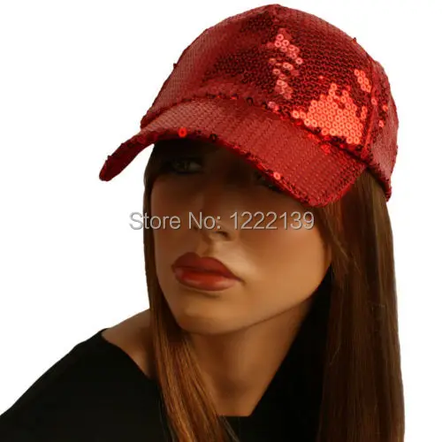 

12pcs Sequins Fabric Baseball Cap One Size With Adjustable Strap Sequin Hat Hip Hop Dance Show Party Ball Hats Mix Colors