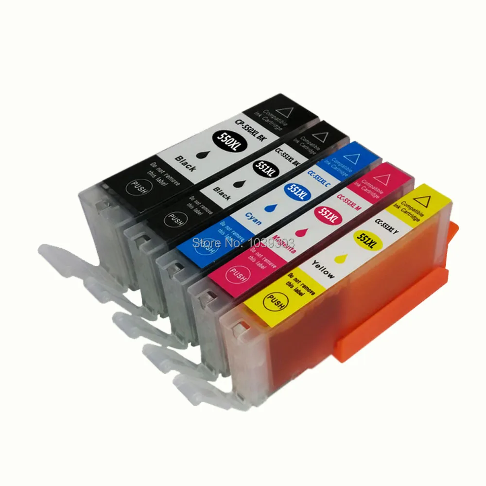 6Pack For CLI-551XL PGI-550XL Compatible ink Cartridges Pixma MG5450 MG5550 MG5650 MG6350 MG6450 MG6600 MG6650 MX925 MX725