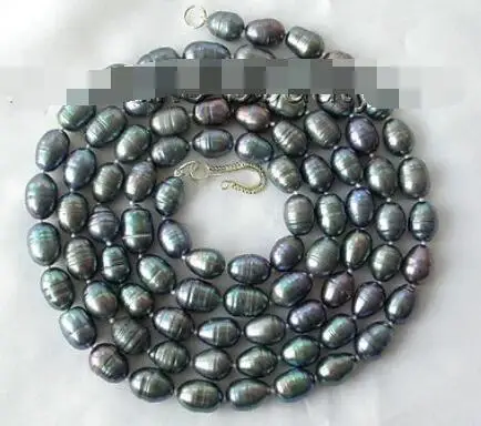 

stunning long 50"9mm baroque black freshwater cultured pearl necklace s675