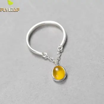 

Flyleaf Brand 2020 Yellow Natural jade Open Rings For Women High Quality Lady Prevent Allergy 925 Sterling-silver-jewelry