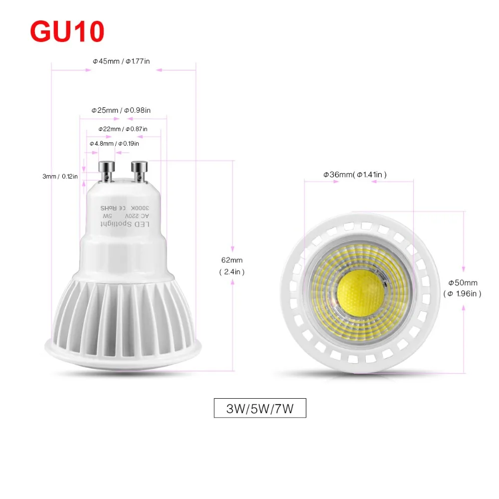 Алюминиевая СВЕТОДИОДНАЯ точечная лампа GU10 220 В переменного тока 110 MR16 GU5.3