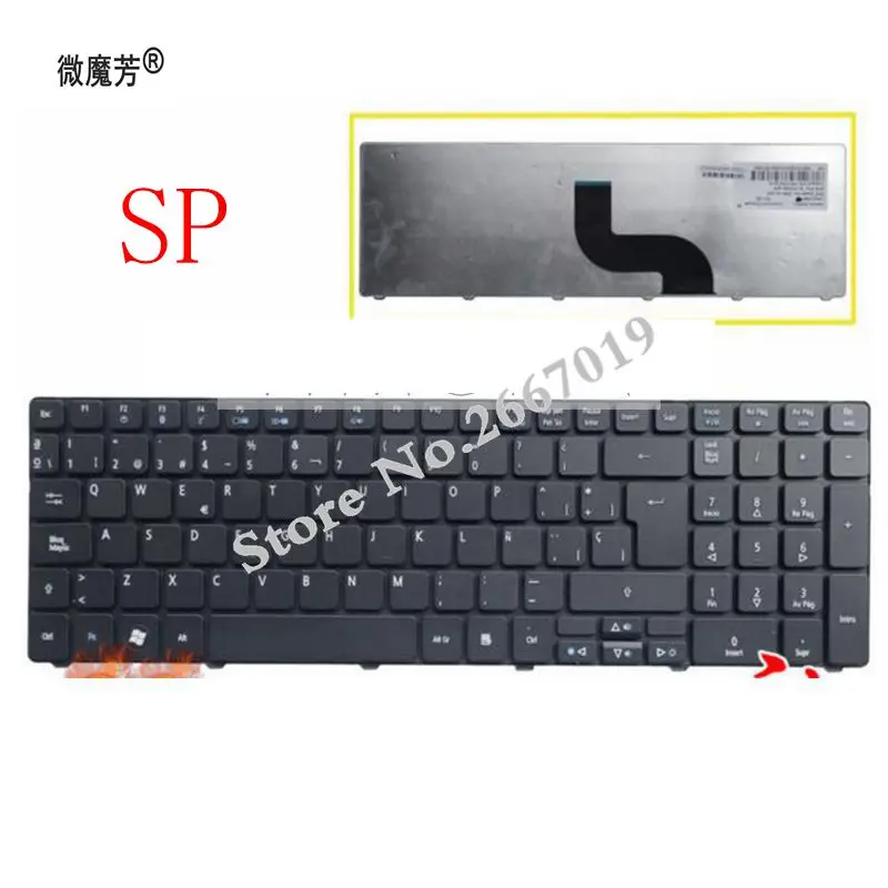 Испанская клавиатура для ноутбука Acer Aspire 7540G 7741G 7741Z 7745G 8942 8942G 7745 5251 5551G 5552 5553G 5553 5625G