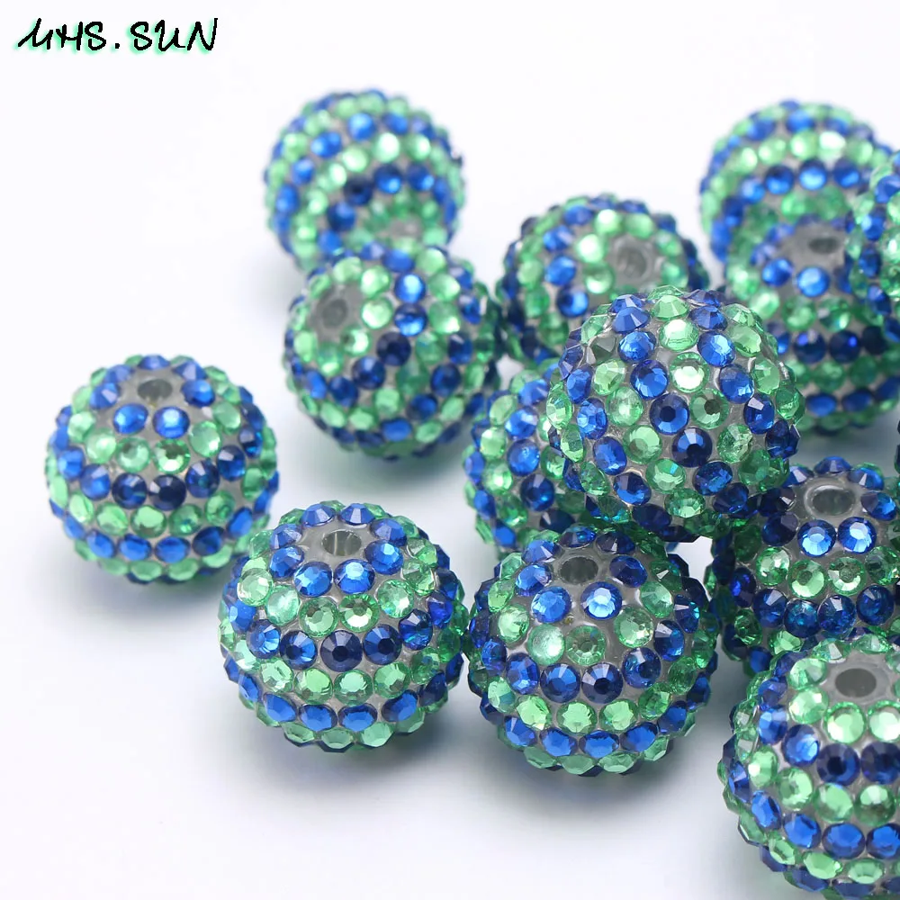 9-1 (3),50pc,18mm-$14.95,20mm-$18,22mm-$21.35.Navy Blue&Light Green Resin Rhinestone Ball Beads DIY Loose Chunky Beads For Kids Necklace Bracelet Making 50pcslotJPG