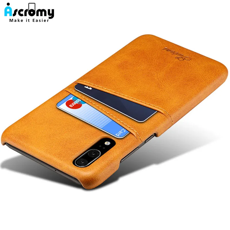 Ascromy For Huawei P20 Pro Wallet Case Slim PU Leather Card ID Slot Holder Back Cover P20Pro Mate 10 Coque |