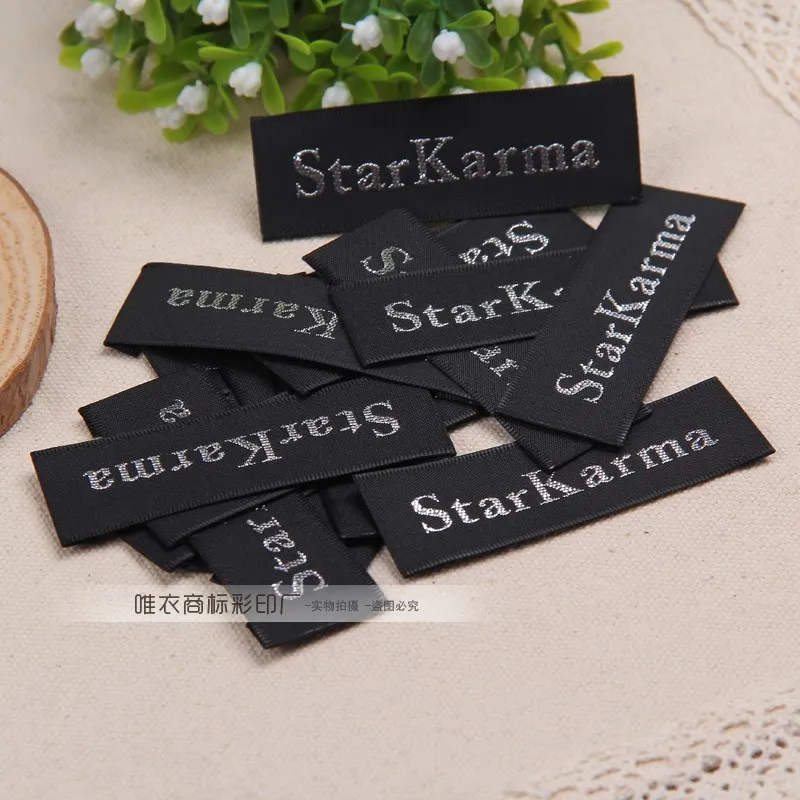 Custom made imitation satin woven label / imitation satin collar standard / imitation satin ...