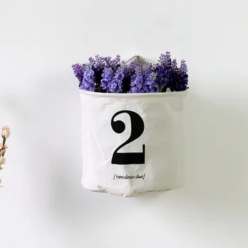 

Cotton Linen Hanging Storage Bag Flower Pot Wall Mounted Wardrobe Hang Basket Wall Pouch Cosmetic Toys Organizer