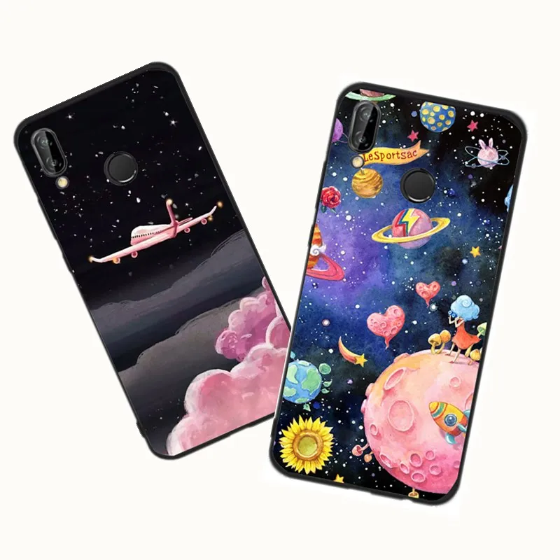 Fashion 3D Space Planet Soft Silicon Back Cover For Huawei P20 Lite Mate 10 Enjoy 5 P9 Mini Moon Star Phone Case |