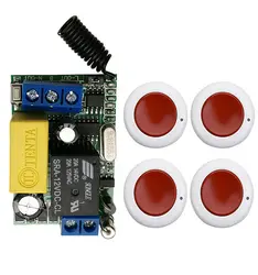 AC220V 1CH 10A Беспроводной дистанционного Управление переключатель Системы Приемник & красно-белые стены Панель липкий удаленный для гаражной