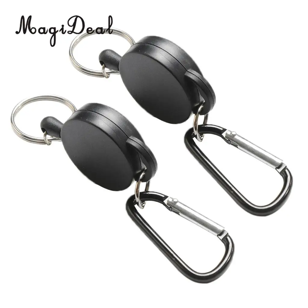 2 Pieces Retractable Key Chain Steel Reel Recoil Chain Key Ring Belt Clip Pull Backpack Accessories