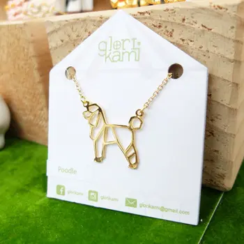 

Wholesale Trendy Gold Color Silver Color Poodle Necklace Women Origami Statement Necklace Pet Jewelry Kolye Cs Go Collares