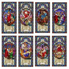 Изготовленная на заказ оконная пленка Европейский многоцветный ретро Антистатическая пленка индивидуальный гардероб дверная стеклянная витражная пленка матовый церковный Иисуса