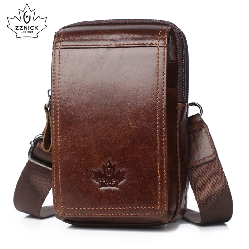 Men Bags Genuine Leather Waist Pack Shoulder Crossbody Bags CrossbMessenger Bag Men Shoulder Bags Phone Pouch Male zznick