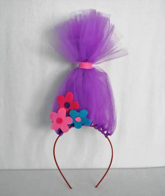 

Trolls Headband Rainbow Headband Tulle Trolls Hair Headband Flower Headband Troll wig Rainbow wig