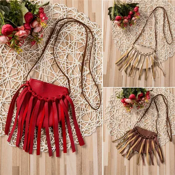 

Novelty Girls Kids Baby Tassels Crossbody Bags Coin Purse Wallet Card Storage