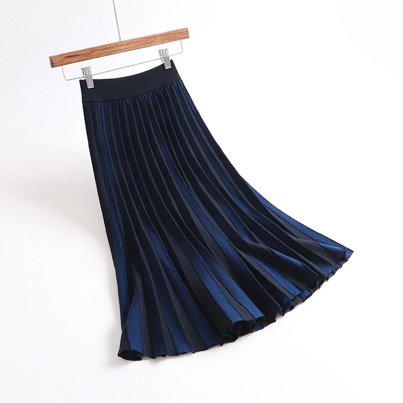 Осень Для женщин юбки Высокая Талия Для женщин пикантные длинные плиссированные юбки Saias Для женщин Вязание зима длинная юбка Юп роковой Faldas