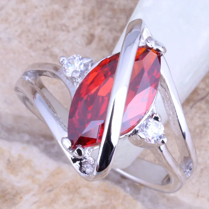 Женское кольцо с красным гранатом и белым фианитом Размер 6 / 7 8/9 R1358|ring size|women ringsring