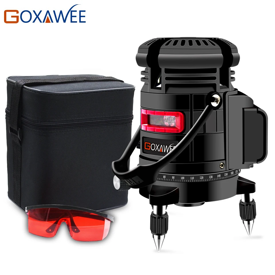 Günstig GOXAWEE 360 Grad Dreh 5 Linie 6 Punkte Laser Ebene Vertikale und Horizontale 3D Automatische Selbst Nivellierung Mit Outdoor Modus