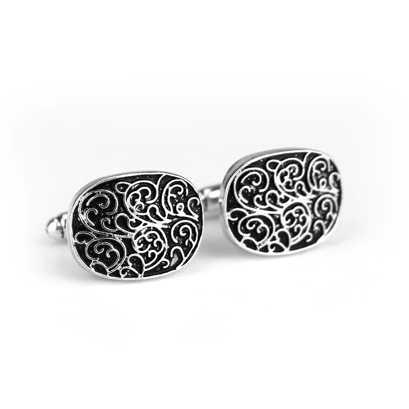 

Gentlemen Vintage Jewelry Luxurious Cufflinks Retro Flower Pattern Design Cuff Buttons Metal Cuff Link pins for men's shirt