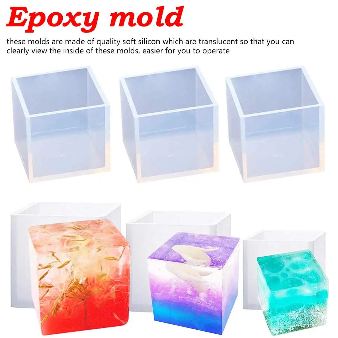 

Silicone Mold for Polymer Clay Crafting Square Resin Mold Cube Silicone Molds Resin Casting Molds For DIY Craft