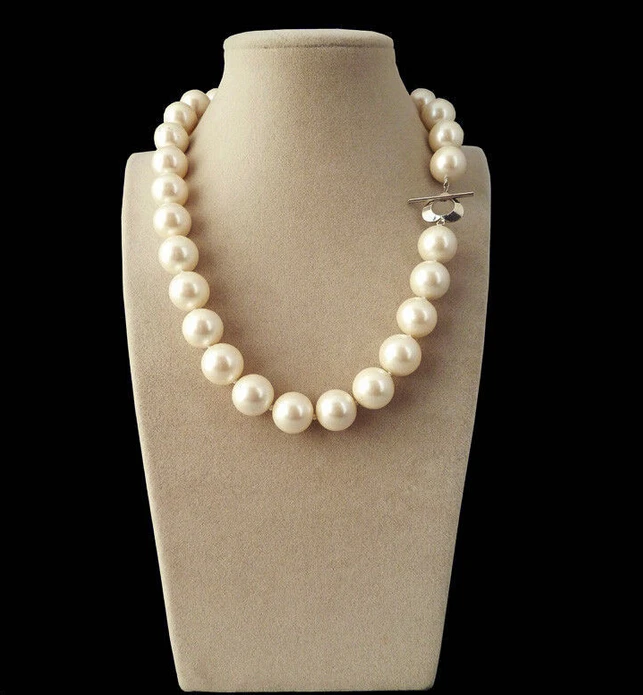 

Genuine Natural 14mm White South Sea Shell Pearl Round Gems Beads Necklace 18''@^Noble style Natural Fine jewe FREE SHIPPING