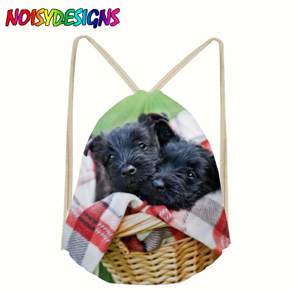 3D printing Women drawstring backpack Classic Scotty dogs Pattern mochila escolar man bags Travel mochilas school