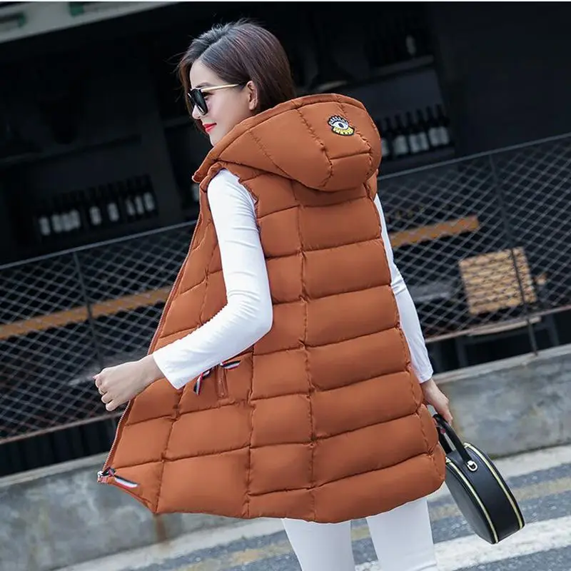 New Arrivals Plus Size S-4XL Winter Vest Womens Waistcoat 2018 Thick Warm Hooded Long Vest Female Sleeveless Jacket Coat