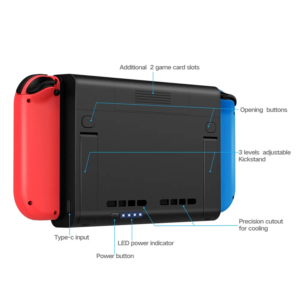 6500 mAh стойка для батареи, держатель, запасной чехол, зарядное устройство, внешний аккумулятор для nintendo Switch, 6500 mAh, снижение веса, повышение безопасности