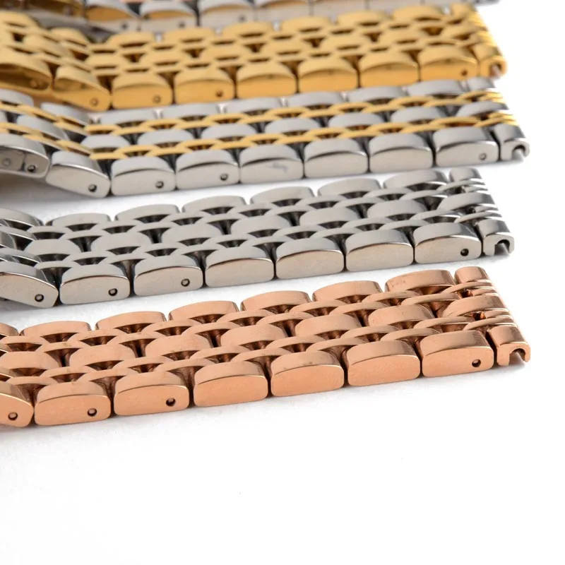 Stainless Steel Buckle Straight End Watch Band Strap Replacement Bracelet New Sliver Gold 18 20 22mm Womens Men Relojes Hombre