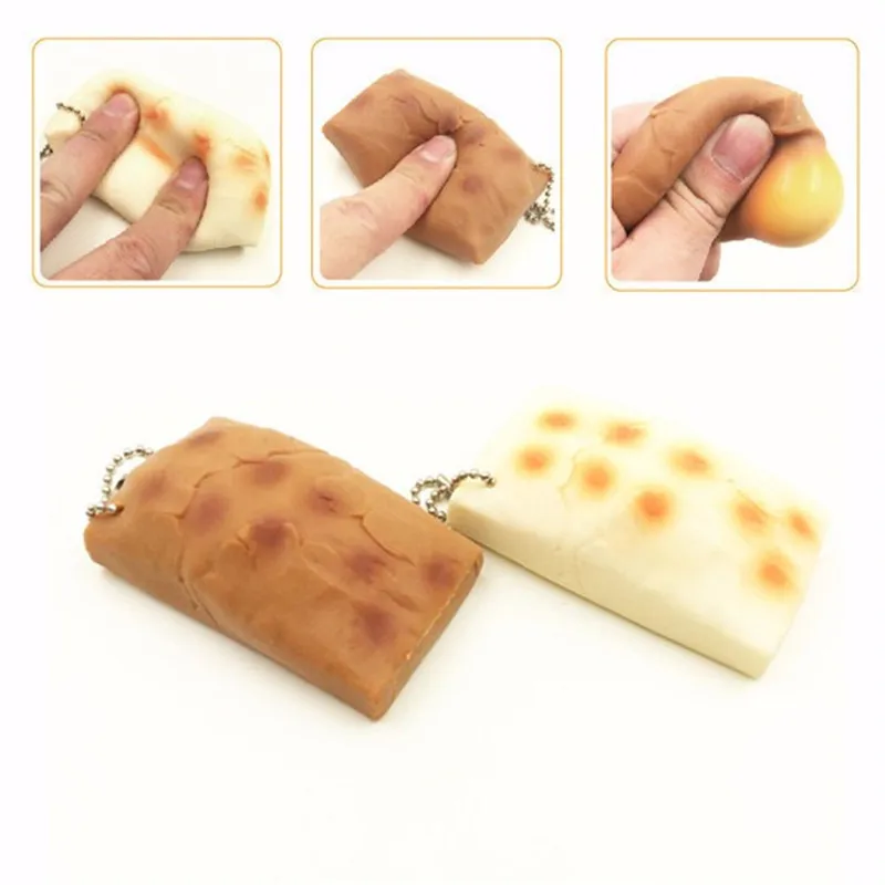 

6.5cm Brown Rice Cake Mobile Phone Case Funny Squeeze Stretch Stress Reliever Slowing Rising TPR Toy Gift Phone Bag Key Strap